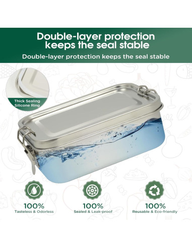 Cajas de Almuerzo Bento de Acero Inoxidable LEEPENK 4 Pcs 550ml