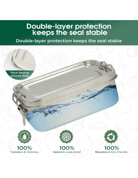 Cajas de Almuerzo Bento de Acero Inoxidable LEEPENK 4 Pcs 550ml