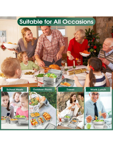 Cajas de Almuerzo Bento de Acero Inoxidable LEEPENK 4 Pcs 550ml