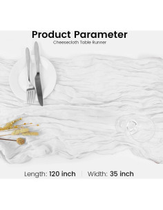 Caminito de Mesa de Tela de Queso HimBen 304.8x88.9 cm Blanco 2
