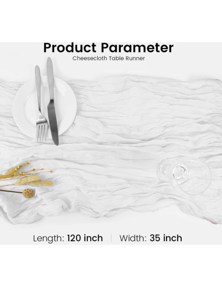Caminito de Mesa de Tela de Queso HimBen 304.8x88.9 cm Blanco
