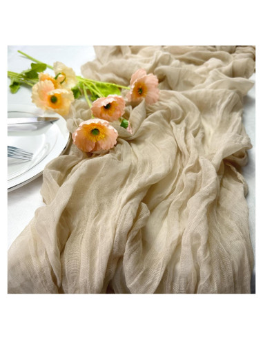 Camino de Mesa de Gasa Beige Booque Valley 89x305 cm