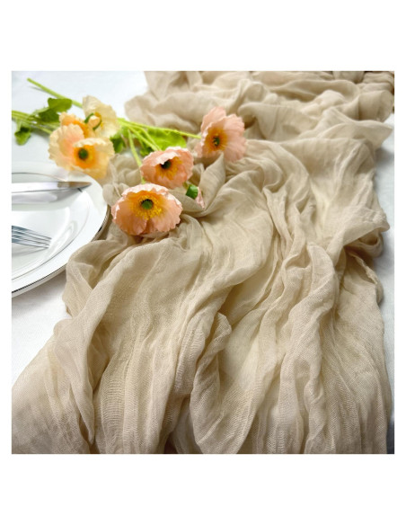 Camino de Mesa de Gasa Beige Booque Valley 89x305 cm