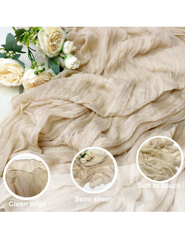 Camino de Mesa de Gasa Beige Booque Valley 89x305 cm