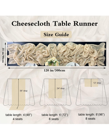 Camino de Mesa de Gasa Beige Booque Valley 89x305 cm