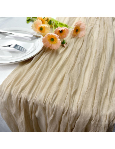 Camino de Mesa de Gasa Beige Booque Valley 89x305 cm