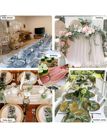 Camino de Mesa de Gasa Beige Booque Valley 89x305 cm