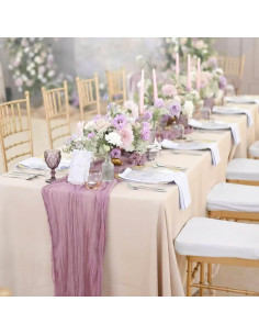 Correr de Mesa de Gasa Lavanda 8 Piezas 300cm Boho 2
