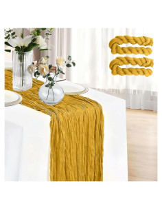 Paquete de 2 Caminos de Mesa Dorados 304.8x88.9 cm Gasa QIHAN