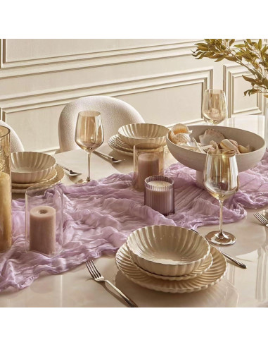 Correr de Mesa de Gasa Lavanda 8 Piezas 300cm Boho