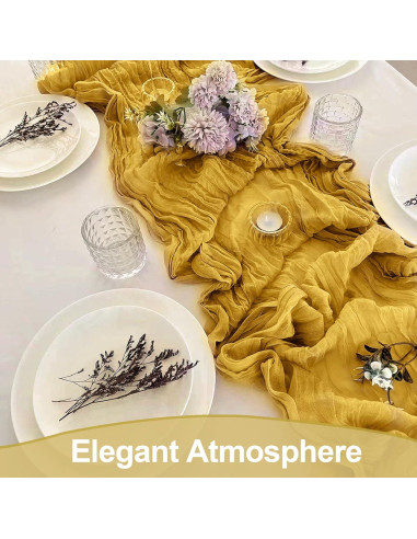 Paquete de 2 Caminos de Mesa Dorados 304.8x88.9 cm Gasa QIHAN
