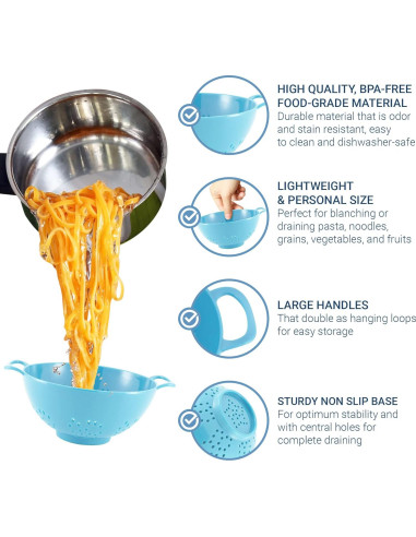 Colador Compacto Meadow Lane 3 Tazas Libre de BPA Azul