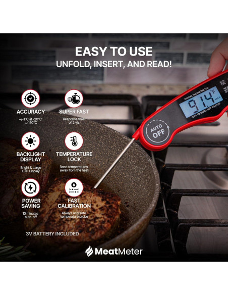 Termómetro Digital de Carne MeatMeter - Lectura Rápida e Impermeable