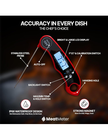 Termómetro Digital de Carne MeatMeter - Lectura Rápida e Impermeable