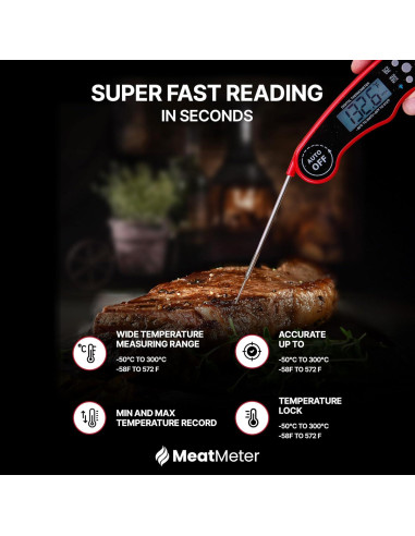 Termómetro Digital de Carne MeatMeter - Lectura Rápida e Impermeable