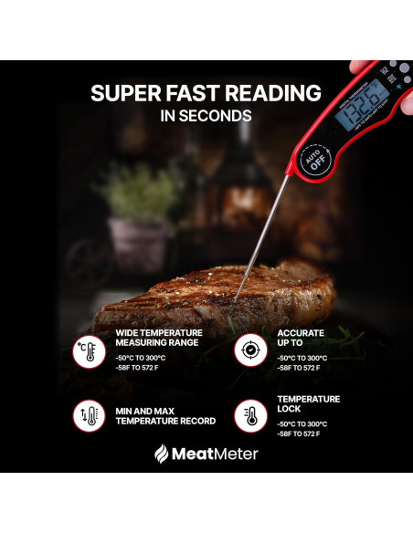 Termómetro Digital de Carne MeatMeter - Lectura Rápida e Impermeable