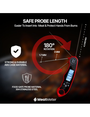 Termómetro Digital de Carne MeatMeter - Lectura Rápida e Impermeable