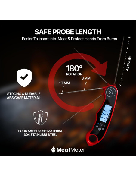 Termómetro Digital de Carne MeatMeter - Lectura Rápida e Impermeable