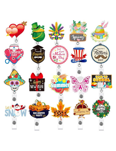 20 Insignias Retráctiles de Fieltro Teling para Vacaciones