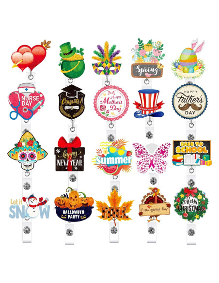 20 Insignias Retráctiles de Fieltro Teling para Vacaciones