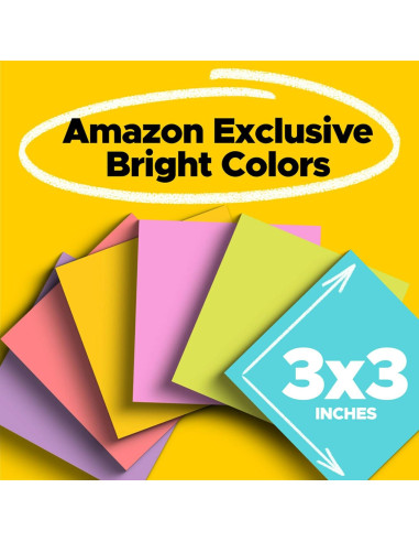 Notas Post-it Súper Adhesivas 3x3 cm 6 Bloc 90 Hojas Colores Brillantes