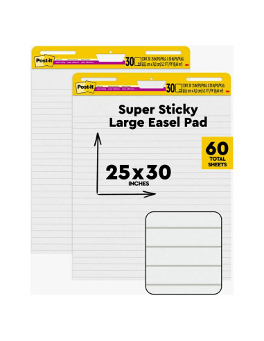 Post-it Super Sticky Easel Pad 63.5x76.2 cm Blanco Rayado 2 Pads