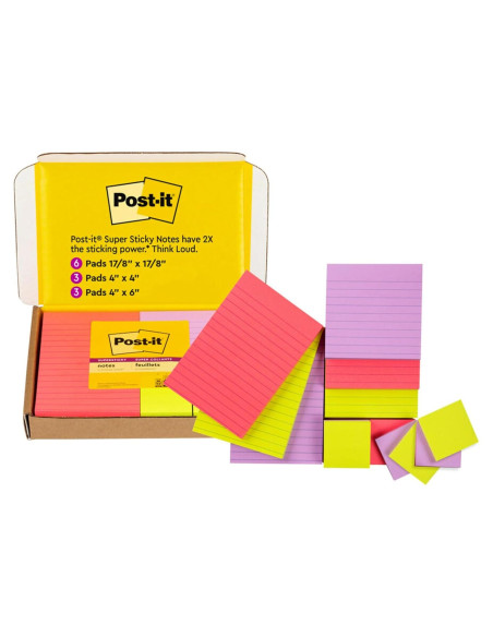 Notas Post-it Súper Adhesivas Multicolor 12 Blocs 90 Hojas