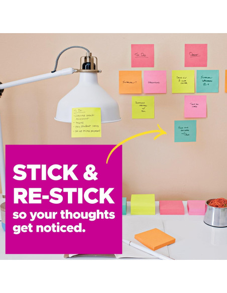 Notas Post-it Súper Adhesivas Multicolor 12 Blocs 90 Hojas