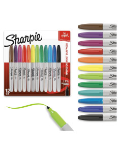 Juego de 12 Marcadores Permanentes Sharpie Punta Fina Colores Variados