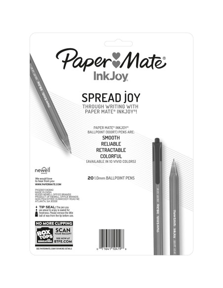 Bolígrafos retráctiles Paper Mate InkJoy 100RT, 20 colores