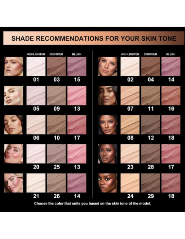 Kit de Contorno en Crema FOCALLURE 3 Pcs LUZ-MEDIO