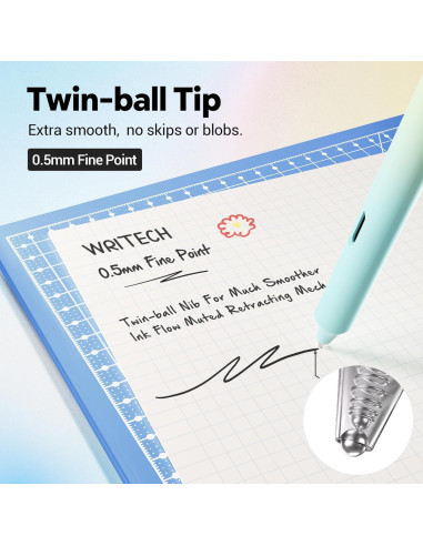 Bolígrafos de Gel Retráctiles Writech 8 Unidades Tinta Negra 0.5mm