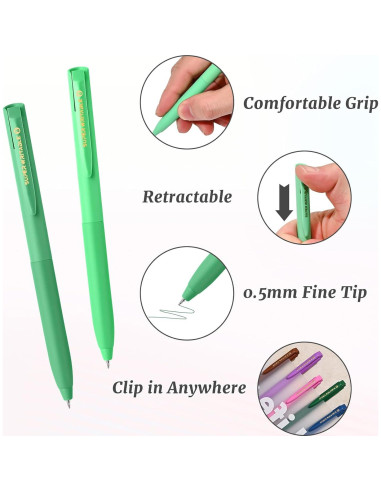 Set de 10 Bolígrafos de Gel Valtiner 0.5mm Multicolor Retráctiles