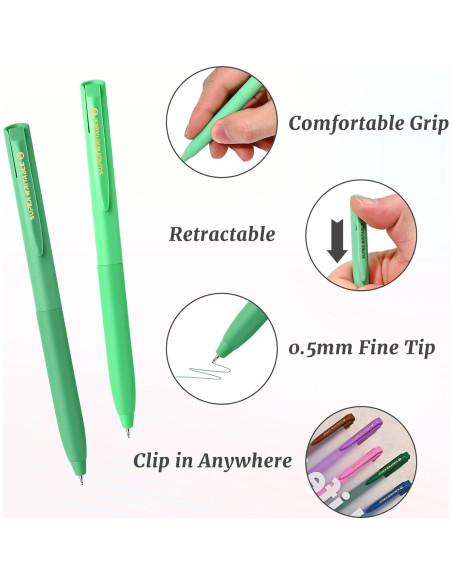 Set de 10 Bolígrafos de Gel Valtiner 0.5mm Multicolor Retráctiles