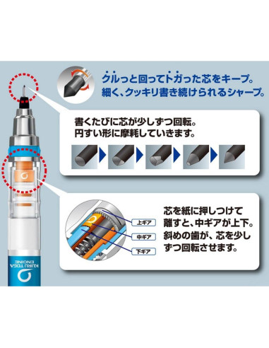 Lápiz Mecánico Uni Kurutoga 0.5mm Negro con Pipe Slide