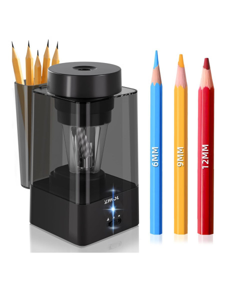 Sacapuntas Eléctrico Automático Zmol Negro 6-12mm Recargable