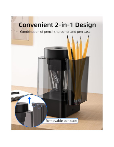 Sacapuntas Eléctrico Automático Zmol Negro 6-12mm Recargable