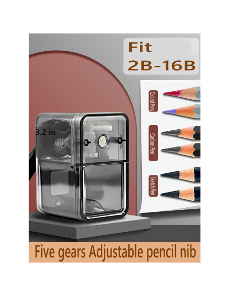 Sacapuntas Manual ZCVXCC Negro con Punta Ajustable y Cuchilla Helicoidal