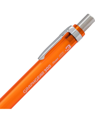 Lápiz Mecánico Pentel GraphGear 300 0.3mm Naranja con Borrador