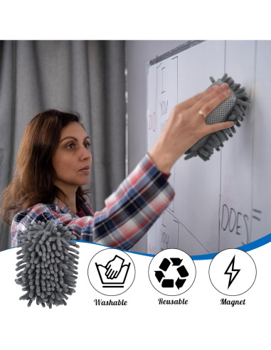 Borradores Magnéticos de Microfibra Sherr - 18 Pcs Gris