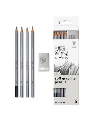 Set de 5 Lápices de Grafito Winsor & Newton - HB, 2B, 4B, 8B