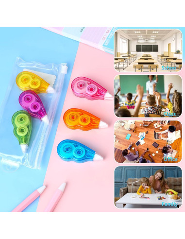 Cinta Correctora Abeillo 6 Piezas 5mm x 4m para Oficina y Escuela