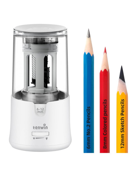 Sacapuntas Eléctrico Tenwin TW8038-2 Blanco 6-12mm Automático