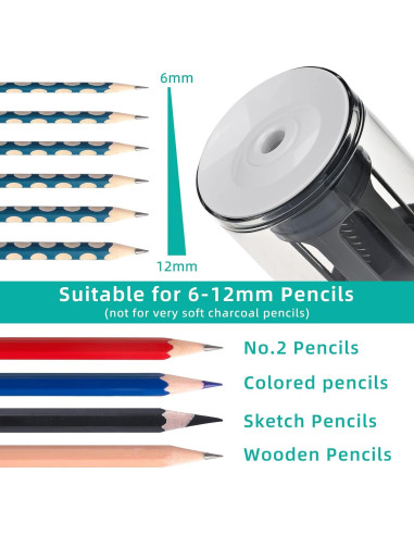 Sacapuntas Eléctrico Tenwin TW8038-2 Blanco 6-12mm Automático