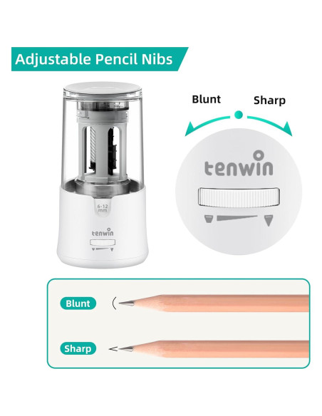 Sacapuntas Eléctrico Tenwin TW8038-2 Blanco 6-12mm Automático