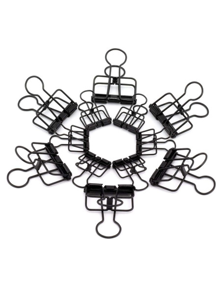 Paquete de 40 Clips de Metal RuiLing - 20 Medianos 5.72 cm y 20 Pequeños 4 cm - Negro