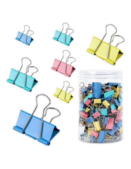 Clips de Carpeta Metálicos JANYUN 150 Piezas 6 Tamaños