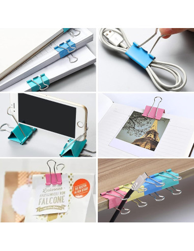 Clips de Carpeta Metálicos JANYUN 150 Piezas 6 Tamaños