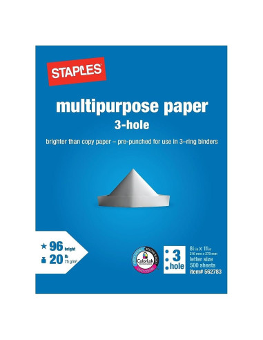 Papel Multifuncional Staples 21.6x27.9 cm Resma 500 Hojas