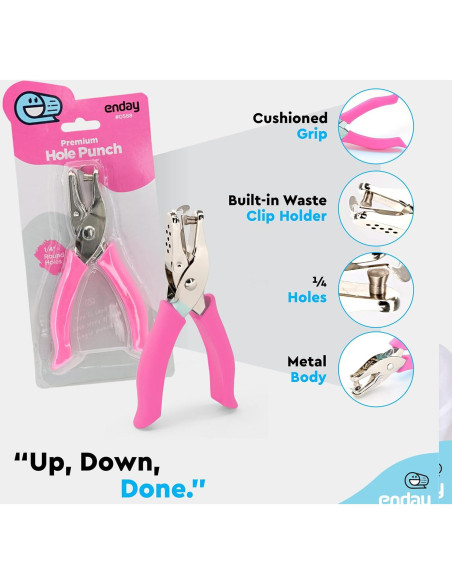 Perforadora de Papel Emraw 1 Agujero con Mango Acolchado - Paquete de 6